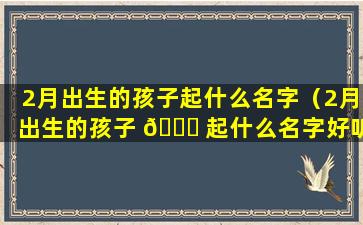 2月出生的孩子起什么名字（2月出生的孩子 🐟 起什么名字好听）